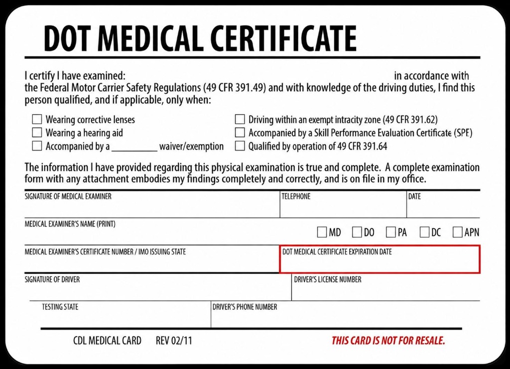 Official DOT Medical Certificate Examination